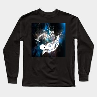 beluga whale pattern in space ecopop Long Sleeve T-Shirt